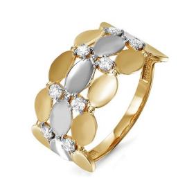 Золотое кольцо КЮЗ Del'ta D113936 с фианитом D113936 фото