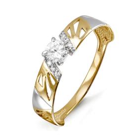 Золотое кольцо КЮЗ Del'ta D114044 с фианитом D114044 фото