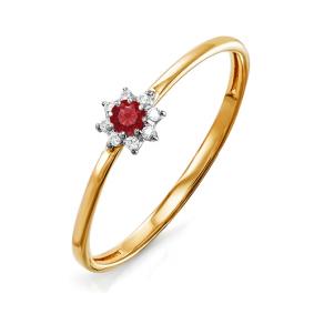 Золотое кольцо КЮЗ Del'ta D114075 с фианитом и кварцем D114075 фото