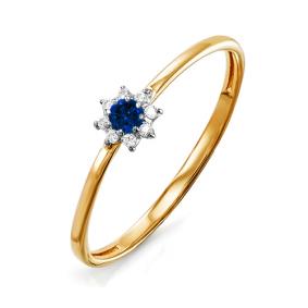 Золотое кольцо КЮЗ Del'ta D114076 с фианитом и кварцем D114076 фото