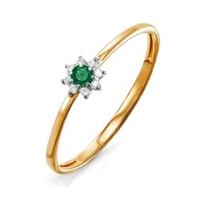 Золотое кольцо КЮЗ Del'ta D114077 с фианитом и кварцем D114077 фото