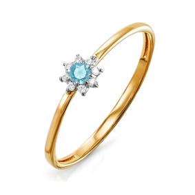 Золотое кольцо КЮЗ Del'ta D114078 с фианитом и кварцем D114078 фото