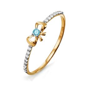 Золотое кольцо КЮЗ Del'ta D114082 с фианитом и кварцем D114082 фото