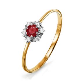 Золотое кольцо КЮЗ Del'ta D114098 с фианитом и кварцем D114098 фото