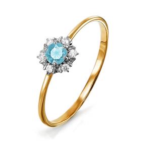 Золотое кольцо КЮЗ Del'ta D114101 с фианитом и кварцем D114101 фото