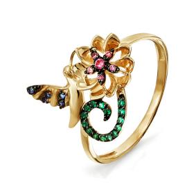 Золотое кольцо КЮЗ Del'ta D114148 с фианитом D114148 фото