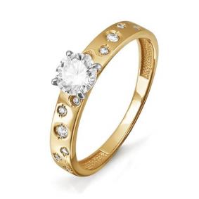 Золотое кольцо КЮЗ Del'ta D114213 с фианитом D114213 фото
