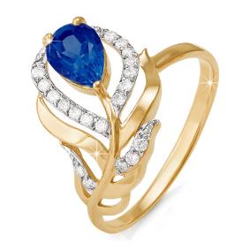 Золотое кольцо КЮЗ Del'ta D114216 с фианитом и кварцем D114216 фото