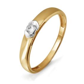 Золотое кольцо КЮЗ Del'ta D114282 с фианитом D114282 фото