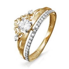 Золотое кольцо КЮЗ Del'ta D114297 с фианитом D114297 фото