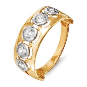 Золотое кольцо КЮЗ Del'ta D114384 с фианитом D114384 фото