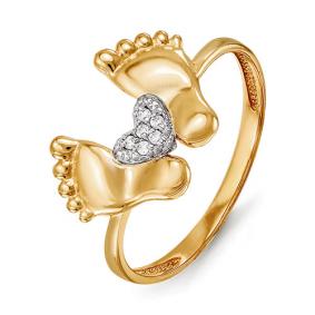 Золотое кольцо КЮЗ Del'ta D114386 с фианитом D114386 фото