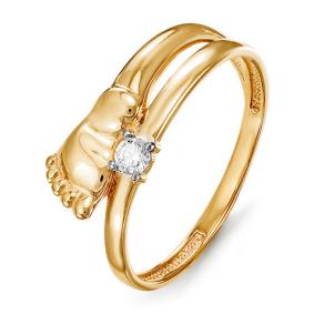 Золотое кольцо Пяточка КЮЗ Del'ta с фианитом D114389 D114389 фото