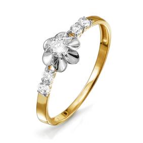 Золотое кольцо КЮЗ Del'ta D114398 с фианитом D114398 фото