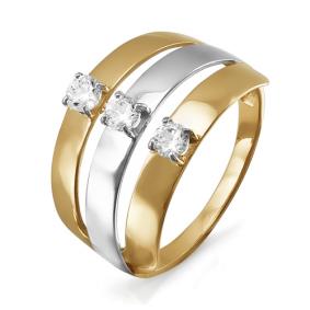 Золотое кольцо КЮЗ Del'ta D114421 с фианитом D114421 фото