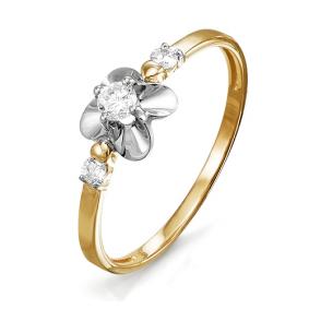 Золотое кольцо КЮЗ Del'ta D114428 с фианитом D114428 фото