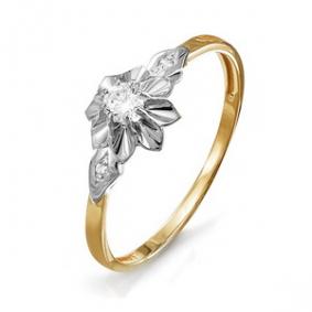 Золотое кольцо КЮЗ Del'ta D114434 с фианитом D114434 фото
