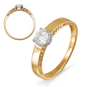 Золотое кольцо КЮЗ Del'ta D114450 с фианитом D114450 фото