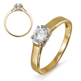 Золотое кольцо КЮЗ Del'ta D114453 с фианитом D114453 фото