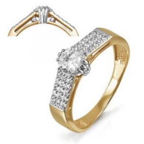 Золотое кольцо КЮЗ Del'ta D114457 с фианитом D114457 фото