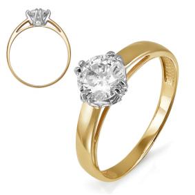 Золотое кольцо КЮЗ Del'ta D114461 с фианитом D114461 фото