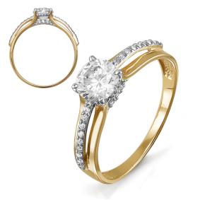 Золотое кольцо КЮЗ Del'ta D114462 с фианитом D114462 фото