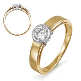 Золотое кольцо КЮЗ Del'ta D114465 с фианитом D114465 фото