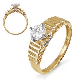 Золотое кольцо КЮЗ Del'ta D114478 с фианитом D114478 фото