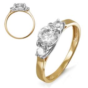 Золотое кольцо КЮЗ Del'ta D114481 с фианитом D114481 фото