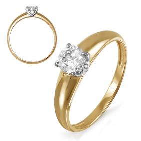 Золотое кольцо КЮЗ Del'ta D114488 с фианитом D114488 фото
