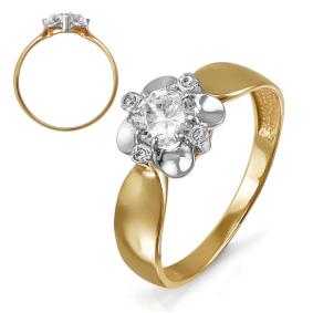 Золотое кольцо КЮЗ Del'ta D114491 с фианитом D114491 фото
