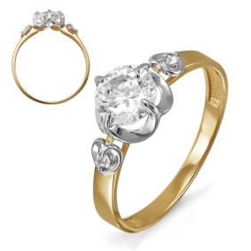 Золотое кольцо КЮЗ Del'ta D114492 с фианитом D114492 фото