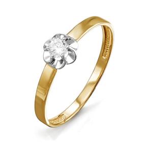 Золотое кольцо КЮЗ Del'ta D114499 с фианитом D114499 фото