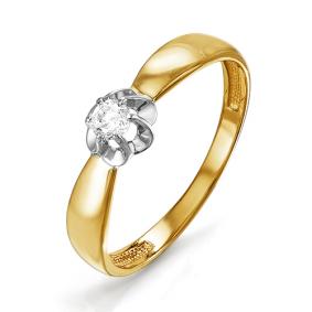 Золотое кольцо КЮЗ Del'ta D114502 с фианитом D114502 фото