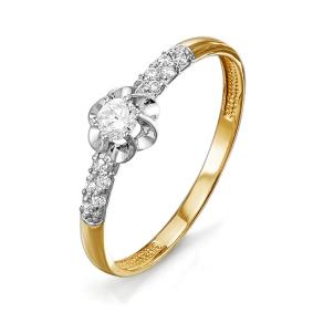 Золотое кольцо КЮЗ Del'ta D114504 с фианитом D114504 фото