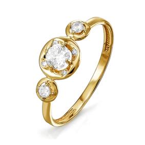 Золотое кольцо КЮЗ Del'ta D114519 с фианитом D114519 фото