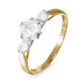 Золотое кольцо КЮЗ Del'ta D114557 с фианитом D114557 фото