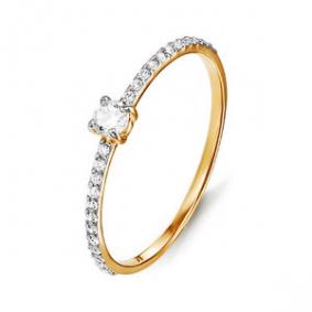 Золотое кольцо КЮЗ Del'ta D114594 с фианитом D114594 фото