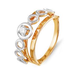 Золотое кольцо КЮЗ Del'ta D114615 с фианитом D114615 фото