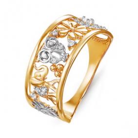 Золотое кольцо КЮЗ Del'ta D114640 с фианитом D114640 фото