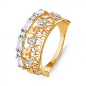 Золотое кольцо КЮЗ Del'ta D114645 с фианитом D114645 фото