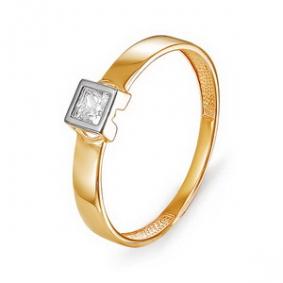 Золотое кольцо КЮЗ Del'ta D114704 с фианитом D114704 фото