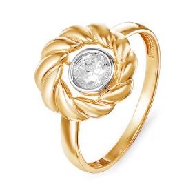 Золотое кольцо КЮЗ Del'ta D114795 с фианитом D114795 фото