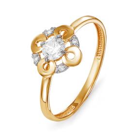 Золотое кольцо КЮЗ Del'ta D114801 с фианитом D114801 фото