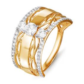 Золотое кольцо КЮЗ Del'ta D114913 с фианитом D114913 фото