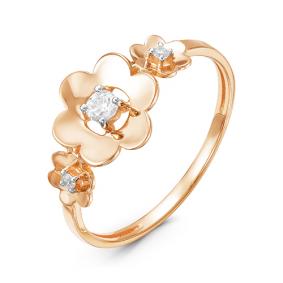 Золотое кольцо КЮЗ Del'ta D114995 с фианитом D114995 фото