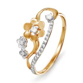 Золотое кольцо КЮЗ Del'ta D115018 с фианитом D115018 фото