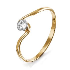 Золотое кольцо КЮЗ Del'ta D115096 с фианитом D115096 фото