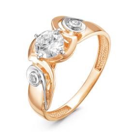 Золотое кольцо КЮЗ Del'ta D115412 с фианитом D115412 фото