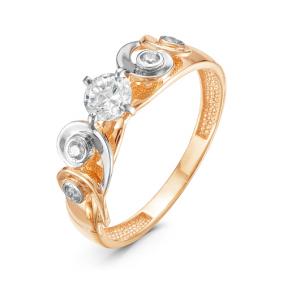 Золотое кольцо КЮЗ Del'ta D115413 с фианитом D115413 фото